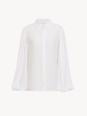 Blusa Chloe Gathered-sleeve Branco | CHE-SR13915