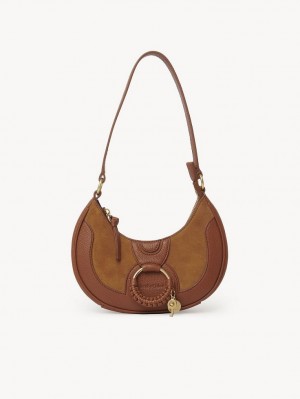 Bolsas De Ombro Chloe Hana Half Moon Marrom | CHE-SR14659