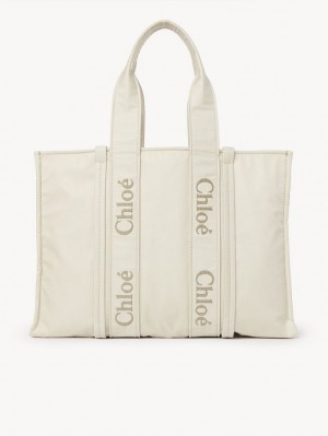 Bolsas De Ombro Chloe Large Woody Branco | CHE-SR13429