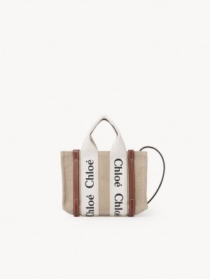 Bolsas Mini Chloe Woody Tote 3 Branco Marrom | CHE-SR13723