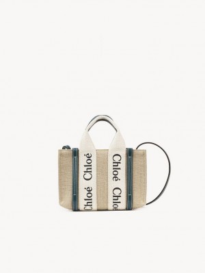 Bolsas Mini Chloe Woody Tote 3 Turquesa Escuro | CHE-SR13722