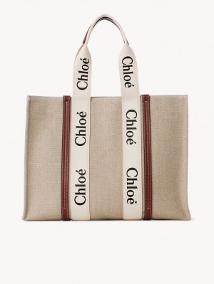 Bolsas Tote Chloe Large Woody Branco Marrom | CHE-SR13321