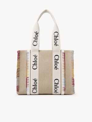 Bolsas Tote Chloe Medium Woody Branco | CHE-SR13295