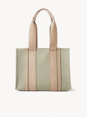 Bolsas Tote Chloe Medium Woody Verdes | CHE-SR13314