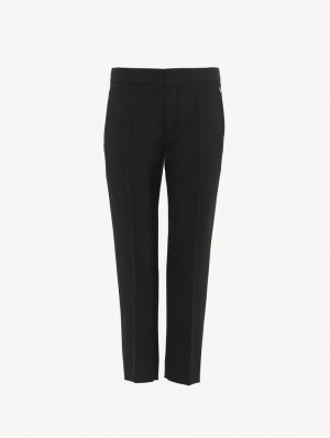 Calças Chloe Cropped Cigarette Pretas | CHE-SR13971