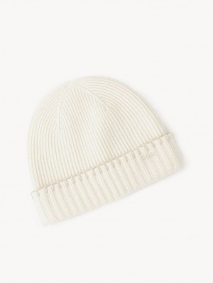 Chapeus Chloe Ribbed Knit Beanie Branco | CHE-SR14473