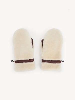 Chapeus Chloe Shearling Mittens Bege Marrom | CHE-SR14467