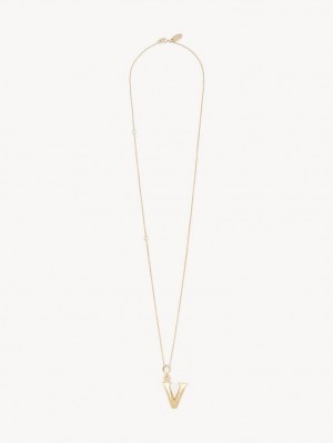 Colares Chloe Alphabet With Pendant Douradas | CHE-SR14334