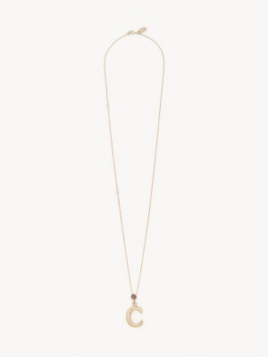 Colares Chloe Alphabet With Pendant Douradas | CHE-SR14353