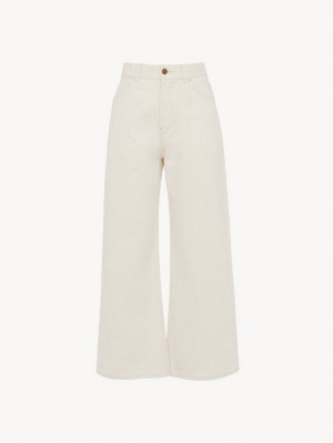 Jeans Chloe Stromboli Wide Cropped Branco | CHE-SR13995