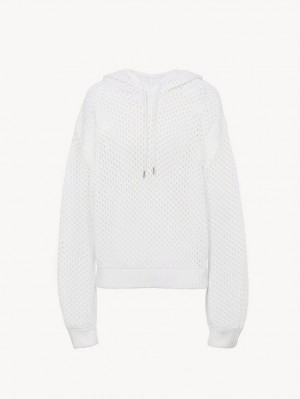 Knitwear Chloe Crochet Hoodie Branco | CHE-SR13935