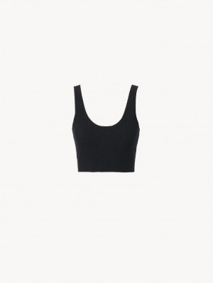 Knitwear Chloe Cropped Tank Pretas | CHE-SR13922