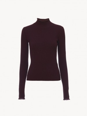 Knitwear Chloe Fitted High-neck Roxo | CHE-SR13961