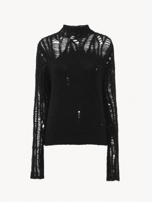 Knitwear Chloe Fitted Mock-neck Pretas | CHE-SR13952