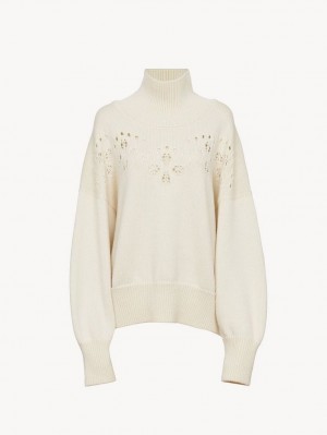 Knitwear Chloe Generous High-neck Branco | CHE-SR13943