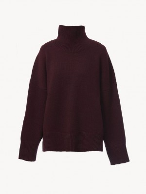 Knitwear Chloe Generous High-neck Roxo | CHE-SR13926