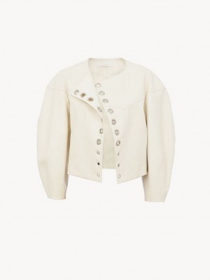 Leather Chloe Boxy Jacket Branco | CHE-SR14104