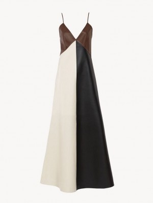 Leather Chloe Long Sleeveless Dress Multicoloridas Marrom | CHE-SR14109