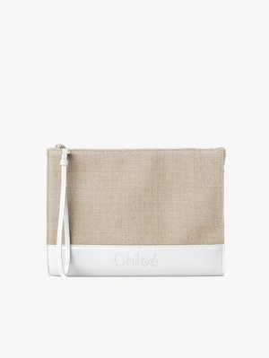 Pouches Chloe Sense Zippered Branco | CHE-SR14327