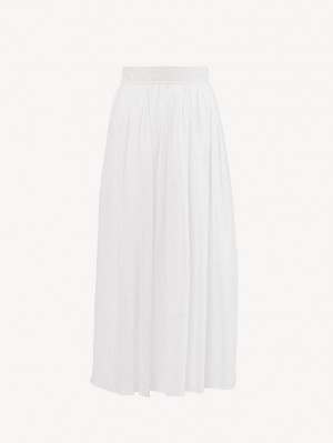 Saias Chloe Gathered Mid-length Branco | CHE-SR14073