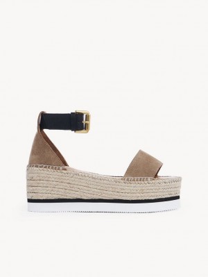 Sandálias Chloe Glyn Espadrille Caqui | CHE-SR14814