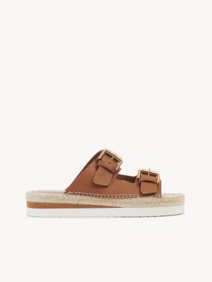 Sandálias Chloe Glyn Platform Espadrille Marrom | CHE-SR14832