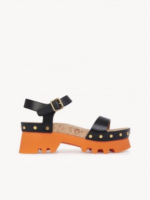 Sandálias Chloe Owena Platform Pretas | CHE-SR14152