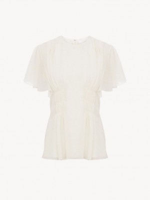 Tops Chloe Wing-sleeve Branco | CHE-SR13912