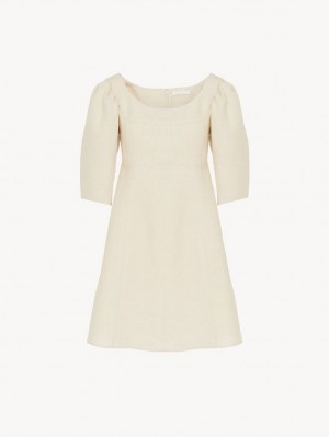 Vestido Chloe Boat-neck Mini Branco | CHE-SR13836