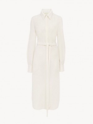 Vestido Chloe Midi Shirt Branco | CHE-SR13865