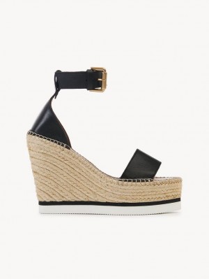 Wedge Chloe Glyn Espadrille Pretas | CHE-SR14839