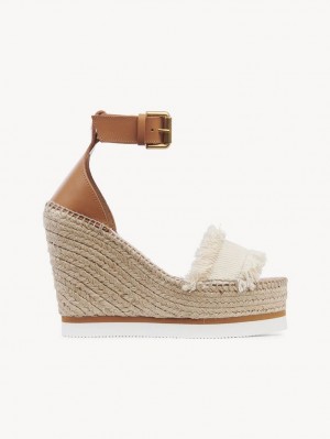 Wedge Chloe Glyn Fringed Espadrille Branco | CHE-SR14842