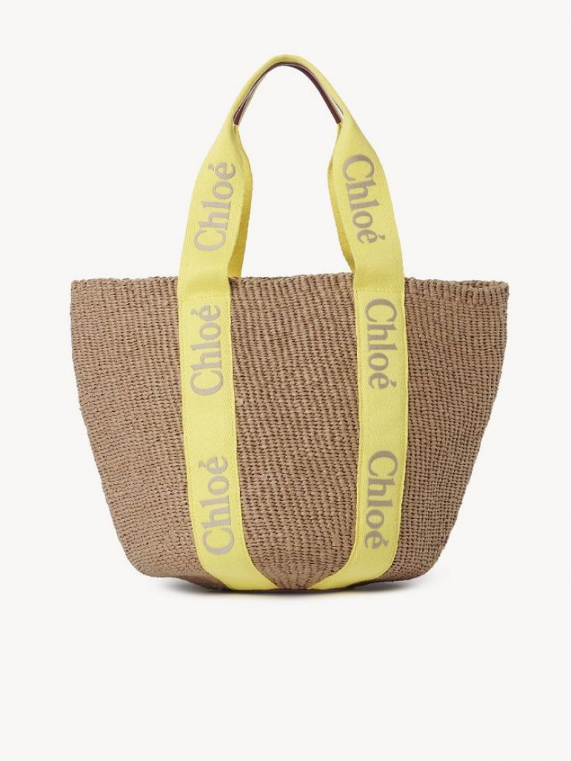 Baskets Chloe Large Woody Amarelas Bege | CHE-SR13628