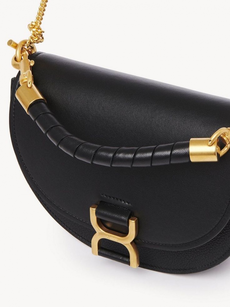 Bolsas Crossbody Chloe Marcie Chain Flap Pretas | CHE-SR13591