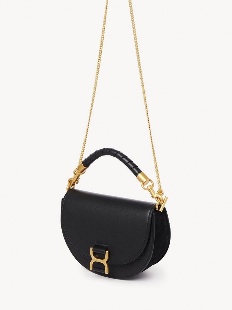 Bolsas Crossbody Chloe Marcie Chain Flap Pretas | CHE-SR13591