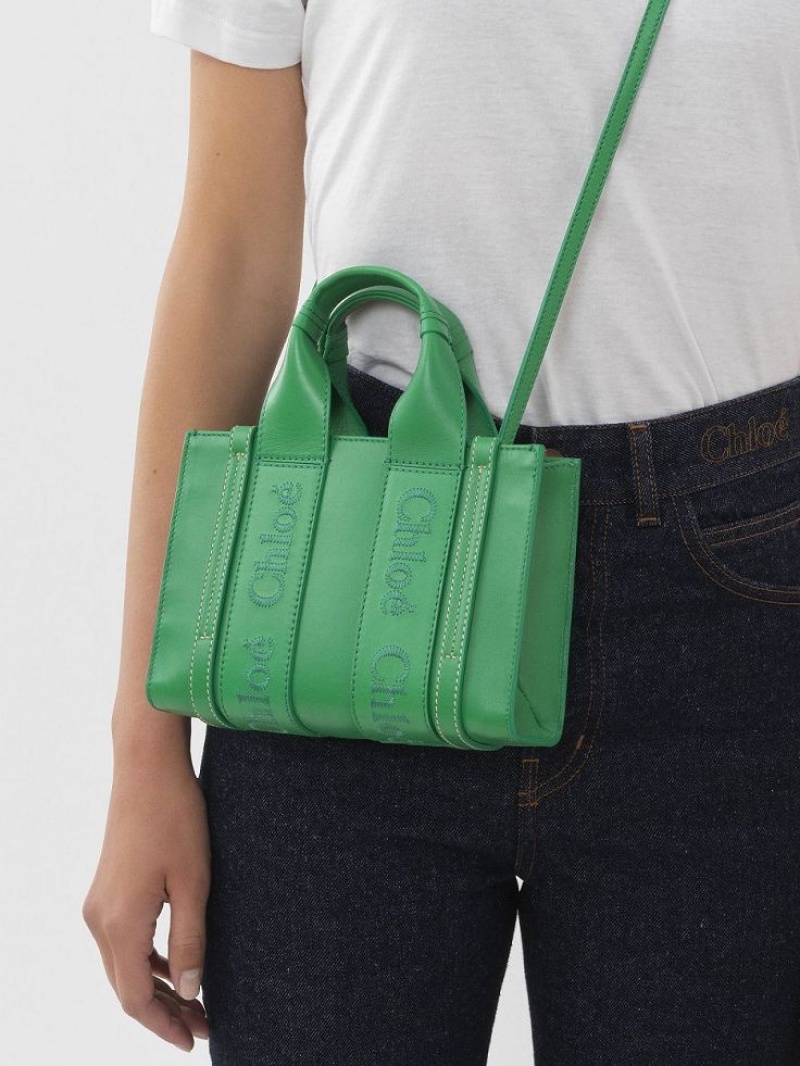 Bolsas Crossbody Chloe Mini Woody Verdes | CHE-SR13527