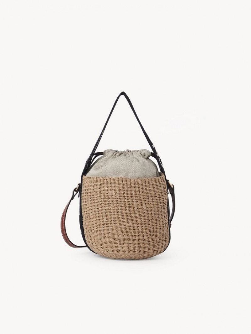 Bolsas Crossbody Chloe Small Woody Basket Pretas Bege | CHE-SR13566