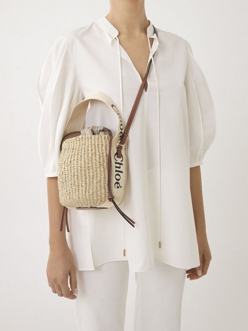 Bolsas Crossbody Chloe Small Woody Basket Branco | CHE-SR13609