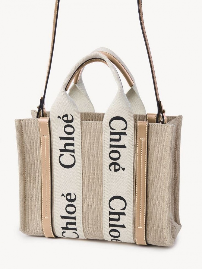 Bolsas Crossbody Chloe Small Woody Branco Bege | CHE-SR13490