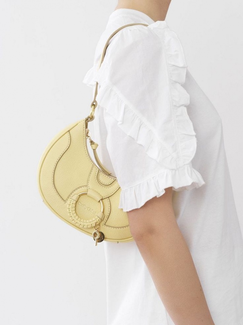 Bolsas De Ombro Chloe Hana Half Moon Amarelas | CHE-SR14661