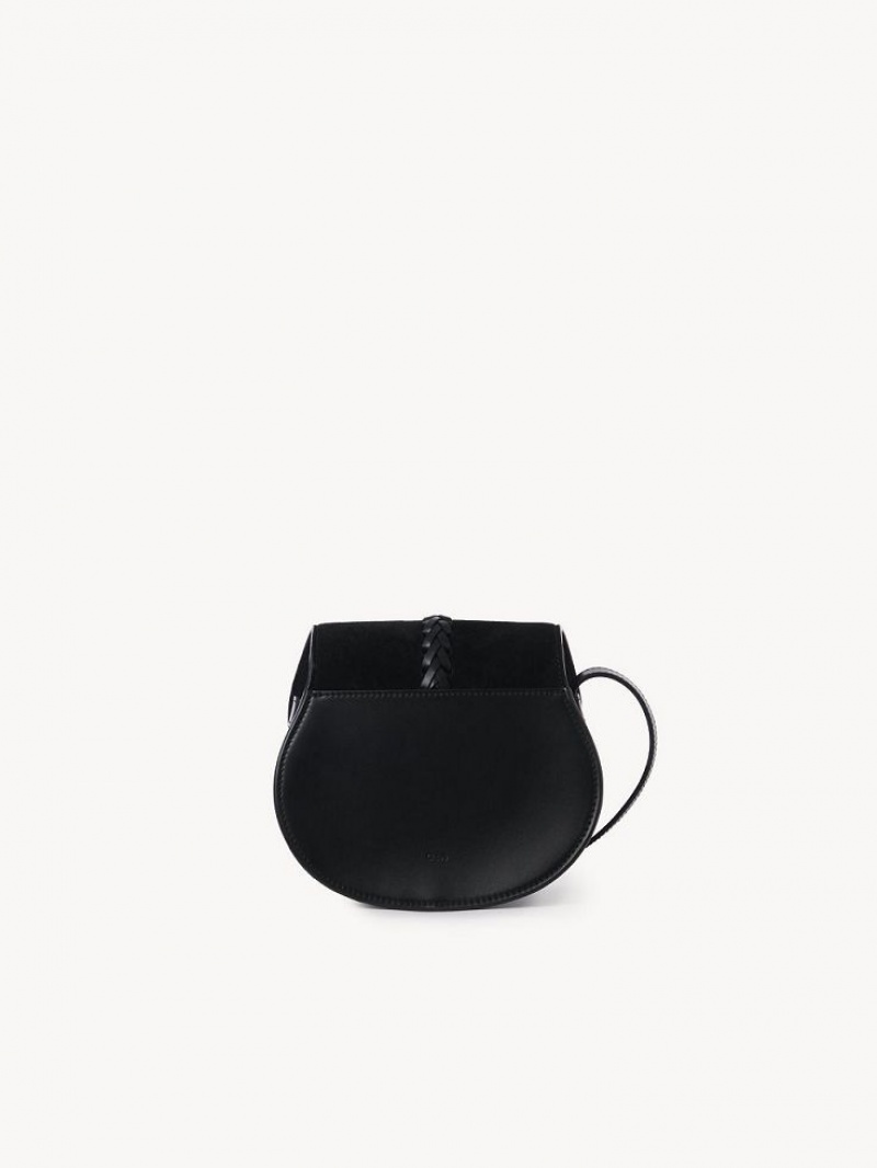 Bolsas De Ombro Chloe Marcie Small Saddle Pretas | CHE-SR13413