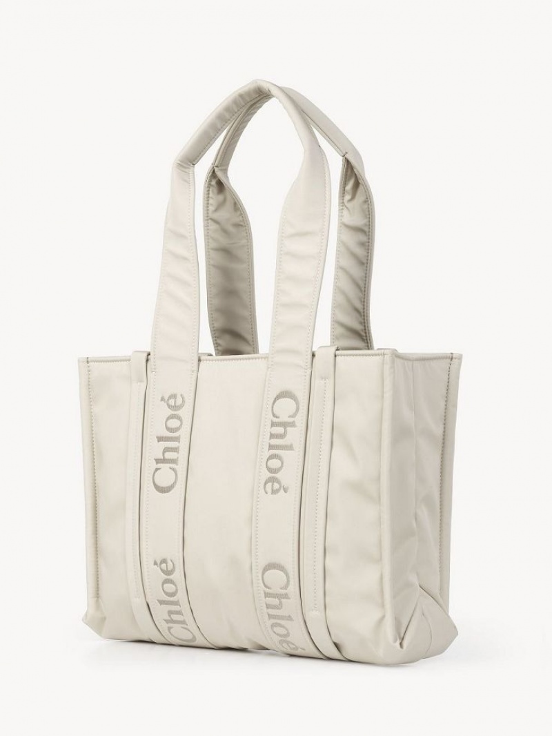 Bolsas De Ombro Chloe Medium Woody Branco | CHE-SR13410