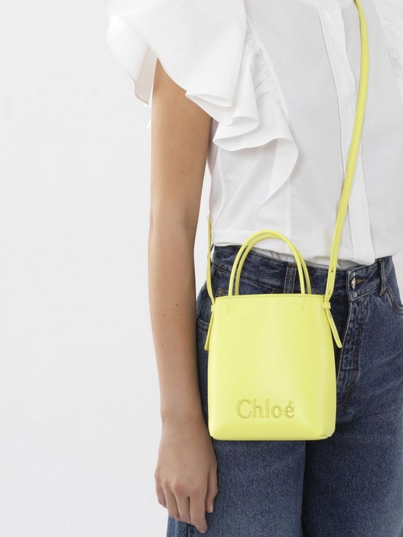 Bolsas De Ombro Chloe Sense Micro Amarelas | CHE-SR13408