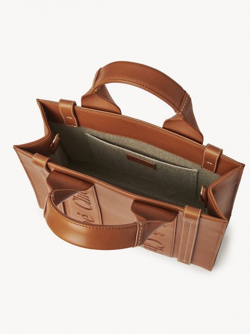 Bolsas Mini Chloe Small Woody Tote Marrom | CHE-SR13688