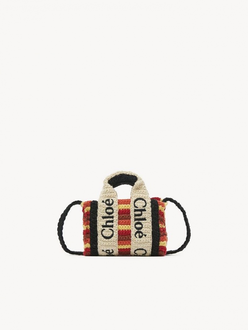 Bolsas Mini Chloe Woody Nano Tote Multicoloridas Marrom | CHE-SR13673