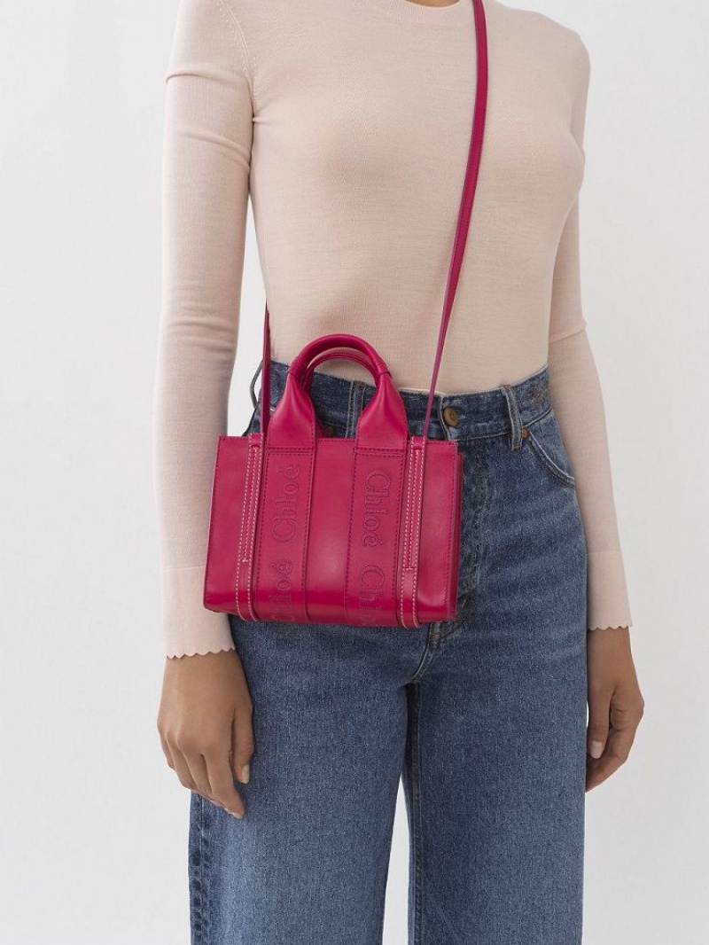 Bolsas Mini Chloe Woody Tote 1 Rosa | CHE-SR13700