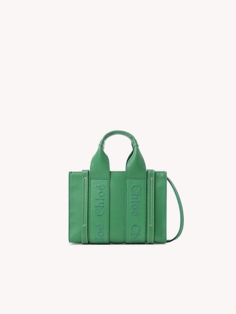 Bolsas Mini Chloe Woody Tote 1 Verdes | CHE-SR13698