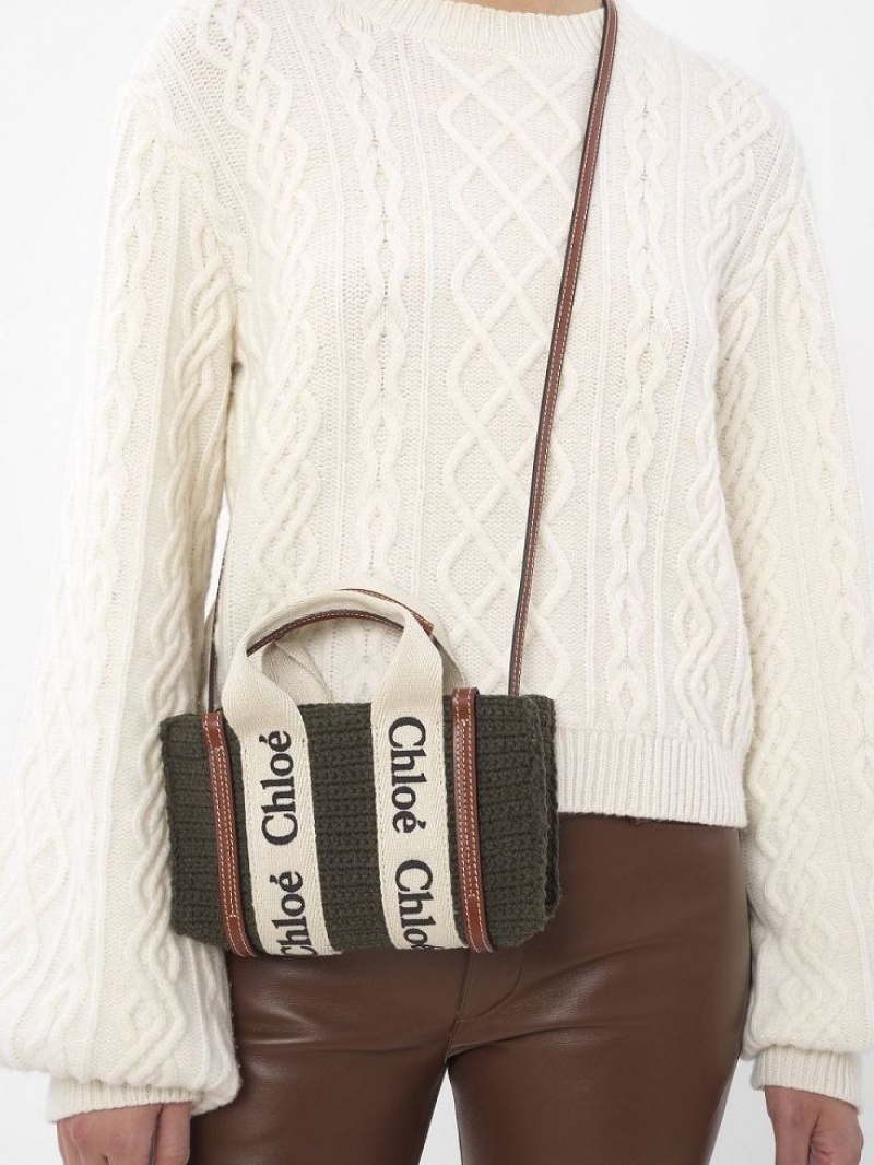 Bolsas Mini Chloe Woody Tote 2 Cinzentas | CHE-SR13731