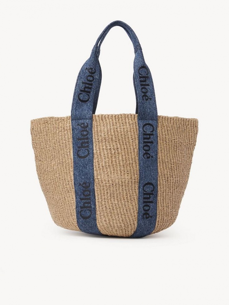 Bolsas Tote Chloe Large Woody Basket Azuis | CHE-SR13331