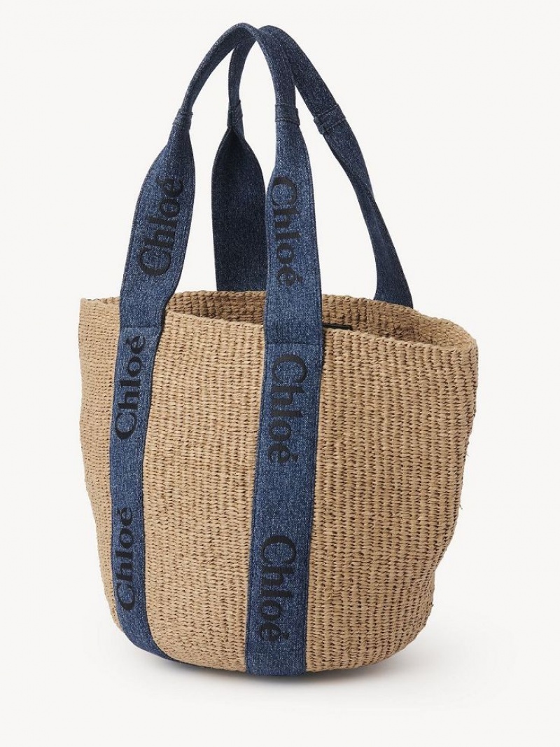 Bolsas Tote Chloe Large Woody Basket Azuis | CHE-SR13331